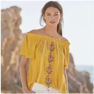 Sundance 100% Linen Boho Floral Embroidered Dancing Garden Blouse Medium